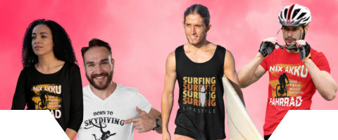 Sport Designs mit luctigen Sprüchen